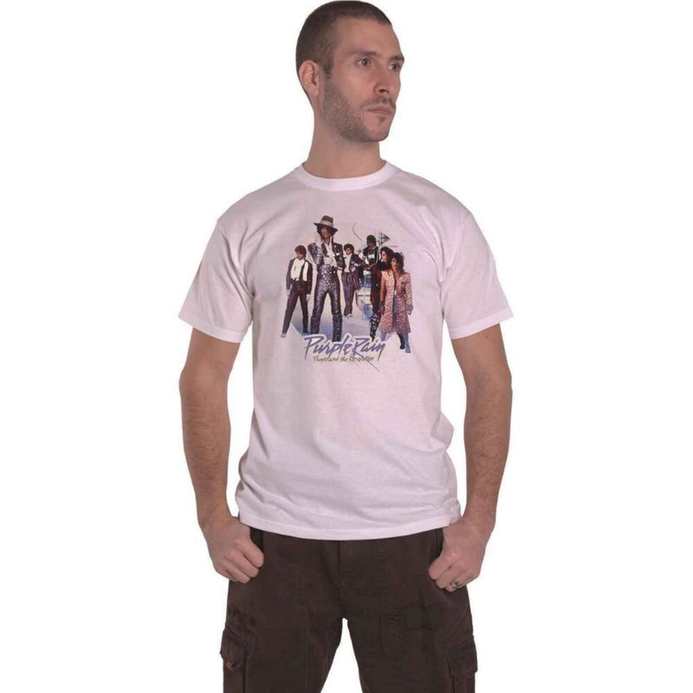 Prince Unisex Adult Purple Rain Circle T-Shirt / White
